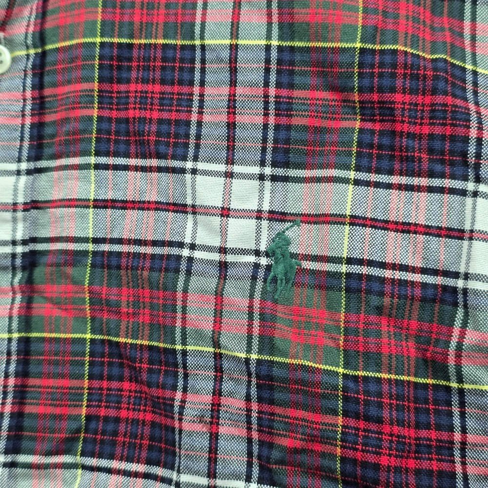 Ralph Lauren Plaid Button Down Shirt Men's XL Long Sleeve Green Pony Logo - Picture 2 of 9